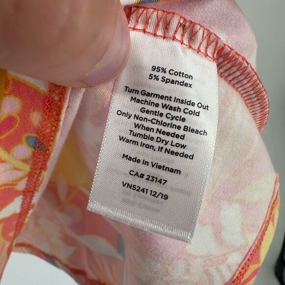 Talbots Tee 3/4‎ Sleeve Boat Neck Shirt Knit Stretch Floral Orange Size 2X - Picture 7 of 9